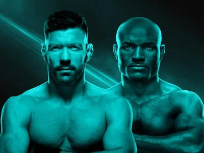 UFC middleweights Dricus Du Plessis and Kamaru Usman on a black and green background