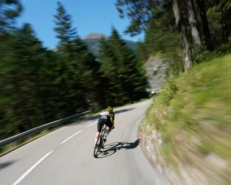 Norway's Per Strand Hagenes picks up speed on a descent during Stage 19 of the Tour de France.
